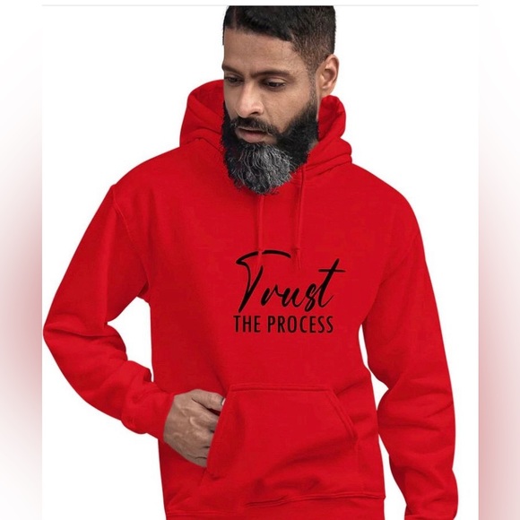Custom Graphic Unisex Hooded “Trust The Process"-RED - Picture 1 of 3